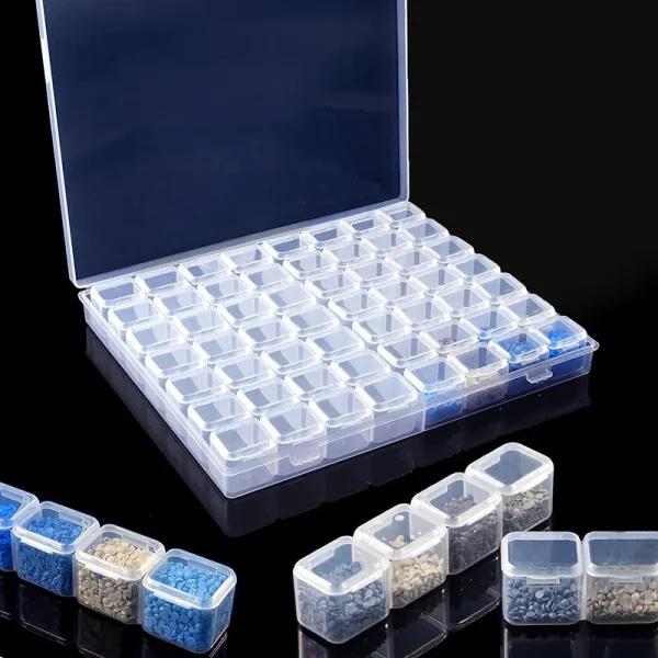 28/56 Grids Storage Box Portable DIY Diamond Painting Boxes Plastic Cases Jewelry Nail Art Rhinestone Beads Container Organizers 5