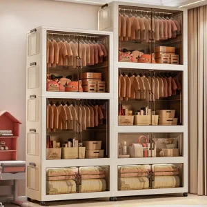Transparent Multi-specification Dustproof Wardrobe Large Capacity Foldable Easy Install Clothing Storage Cabinet 1