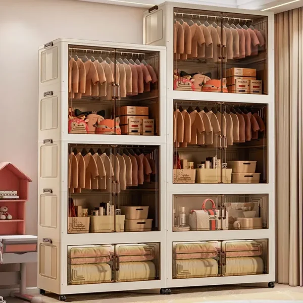 Transparent Multi-specification Dustproof Wardrobe Large Capacity Foldable Easy Install Clothing Storage Cabinet 1