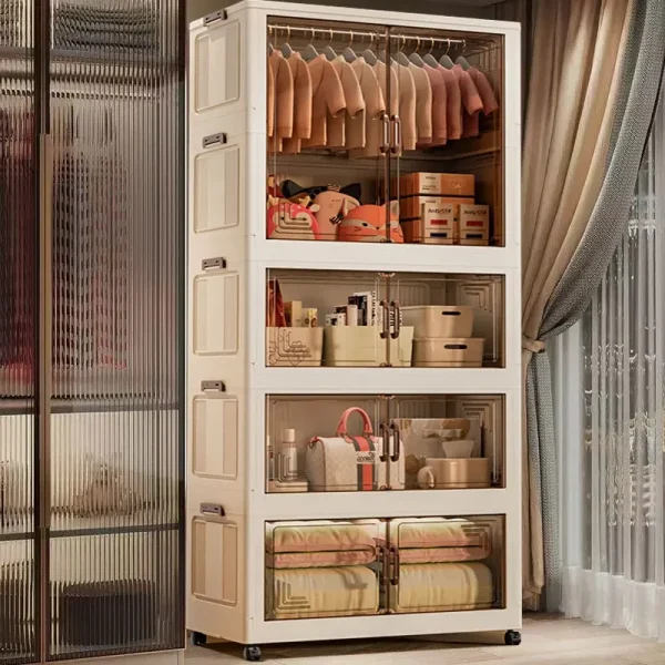 Transparent Multi-specification Dustproof Wardrobe Large Capacity Foldable Easy Install Clothing Storage Cabinet 2
