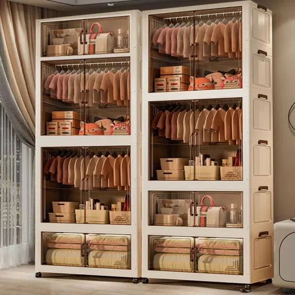 Transparent Multi-specification Dustproof Wardrobe Large Capacity Foldable Easy Install Clothing Storage Cabinet 3