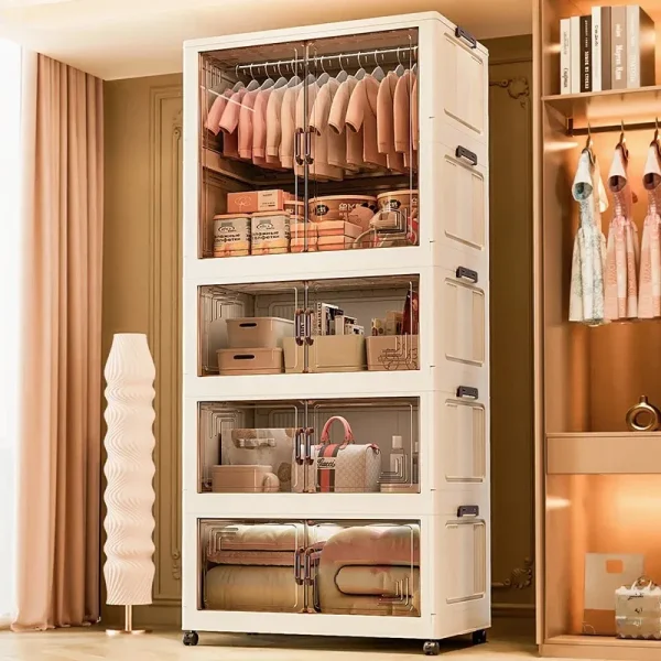 Transparent Multi-specification Dustproof Wardrobe Large Capacity Foldable Easy Install Clothing Storage Cabinet 4