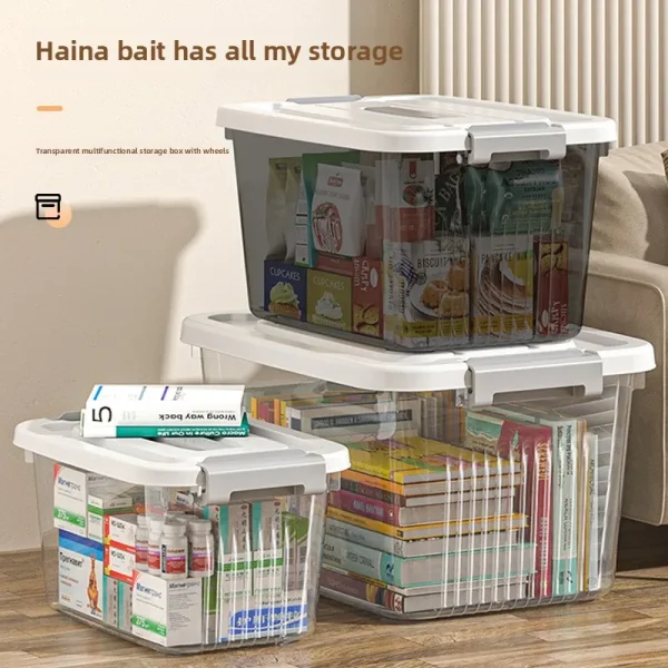 Thickened storage box Large capacity household transparent storage quilt clothes plastic car storage box 1
