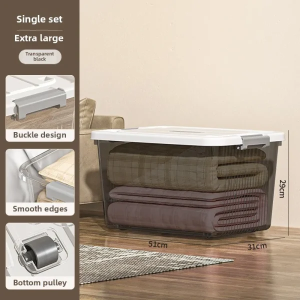Thickened storage box Large capacity household transparent storage quilt clothes plastic car storage box 6