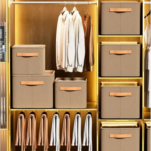 Home Use Drawer Style Wardrobe Long Rectangle Partitioned Ioan Storage Box Foldable Organizer Box For Clothes Pants 2
