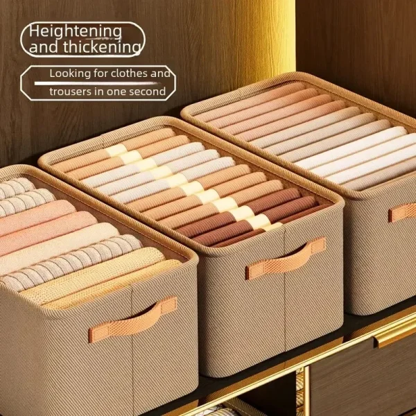 Home Use Drawer Style Wardrobe Long Rectangle Partitioned Ioan Storage Box Foldable Organizer Box For Clothes Pants 6