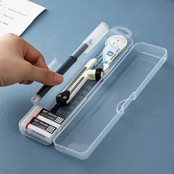 Transparent Plastic Storage Box Organizer Stickers Box Desktop Container Portable Plastic Clear Box Art Tool Case Stationery 2