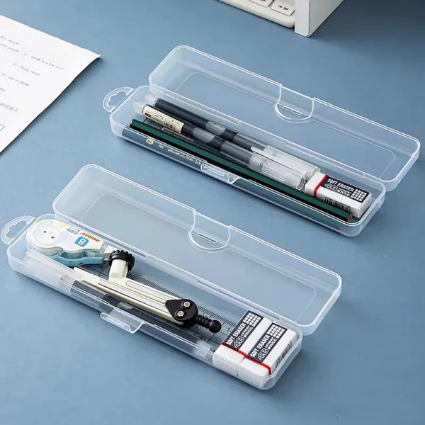 Transparent Plastic Storage Box Organizer Stickers Box Desktop Container Portable Plastic Clear Box Art Tool Case Stationery 5