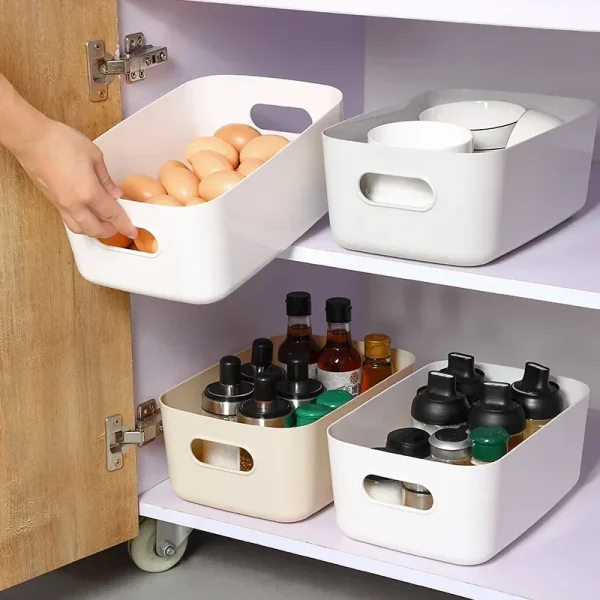 Desktop Storage Box Dormitory Sundries Plastic Cosmetic Storage Box Bathroom Kitchen Sorting Storage Basket Bins 4