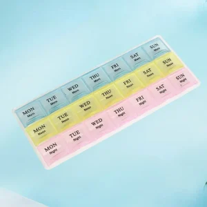 1PCS 4 Row 28 Squares Pillbox Storage Box for Pills Portable Weekly 7 Days Medication Case Pill Container Organizer Plastic Box 1