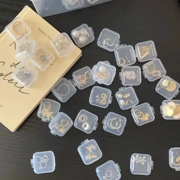 Mini Clear Plastic Storage Box Jewelry Storage Case Transparent Storage Organizer Multifunctional Portable Storage 5