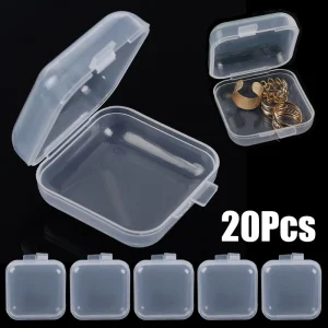 20/1Pcs Mini Plastic Box Square Transparent Storage Box for Jewelry Earrings Ring Organizer Box Household Groceries Container 1