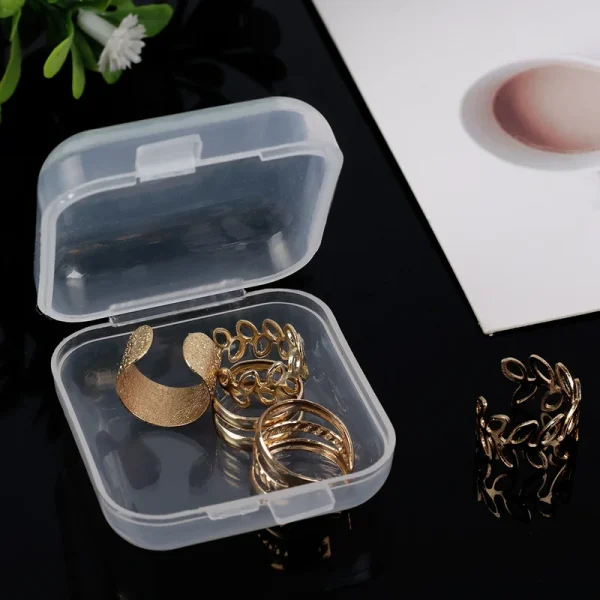 20/1Pcs Mini Plastic Box Square Transparent Storage Box for Jewelry Earrings Ring Organizer Box Household Groceries Container 2