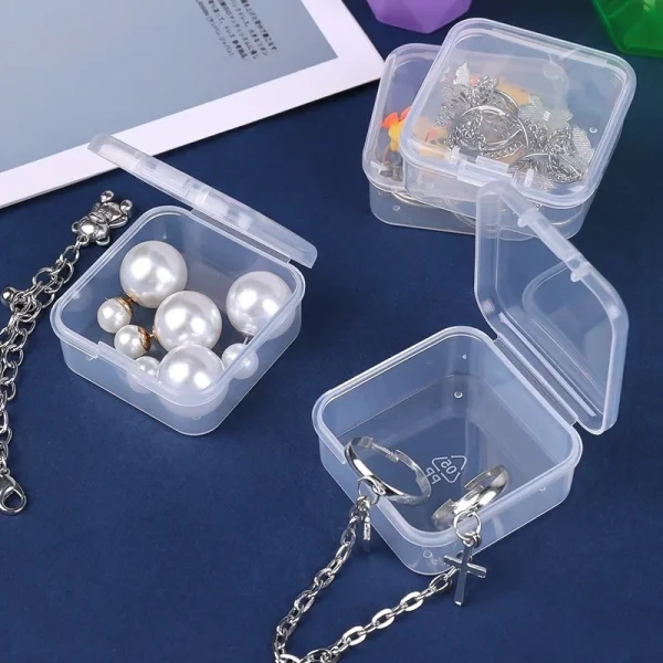 20/1Pcs Mini Plastic Box Square Transparent Storage Box for Jewelry Earrings Ring Organizer Box Household Groceries Container 3