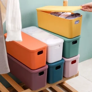 1Pc Desktop Storage Box Narrow and Long Household Snacks and Sundries with Lid Sandwich Storage Basket Clothing Toy Storage Box 1