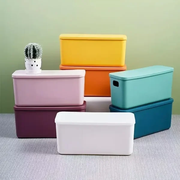1Pc Desktop Storage Box Narrow and Long Household Snacks and Sundries with Lid Sandwich Storage Basket Clothing Toy Storage Box 5
