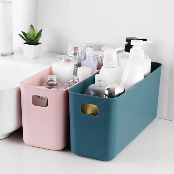 1Pc Desktop Storage Box Narrow and Long Household Snacks and Sundries with Lid Sandwich Storage Basket Clothing Toy Storage Box 6