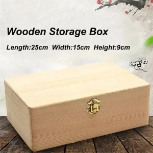 1PC Plain Wooden Storage Boxes Square Hinged Craft Gift Sundries Office Supplies Home Organization Storage Box Craft 1