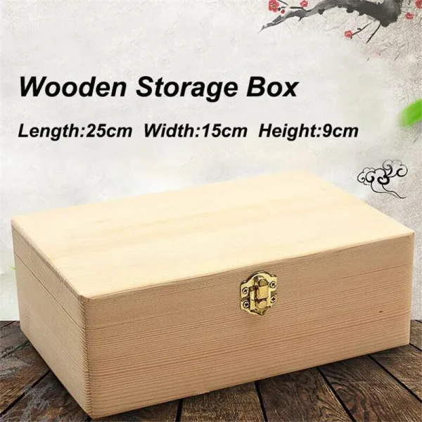 1PC Plain Wooden Storage Boxes Square Hinged Craft Gift Sundries Office Supplies Home Organization Storage Box Craft 1