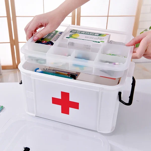 First Aid Kit Medicine Storage Box Portable Emergency Box Household Double Layers Medicine Boxes Medical Kit Storage Organizer 1
