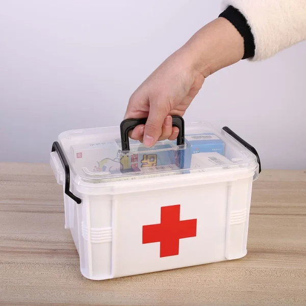 First Aid Kit Medicine Storage Box Portable Emergency Box Household Double Layers Medicine Boxes Medical Kit Storage Organizer 3