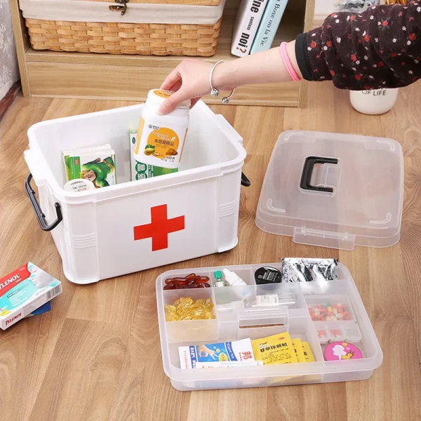 First Aid Kit Medicine Storage Box Portable Emergency Box Household Double Layers Medicine Boxes Medical Kit Storage Organizer 4