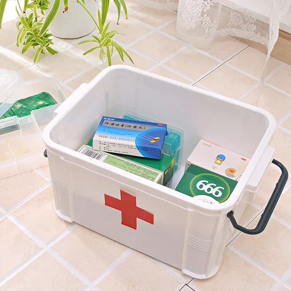 First Aid Kit Medicine Storage Box Portable Emergency Box Household Double Layers Medicine Boxes Medical Kit Storage Organizer 5