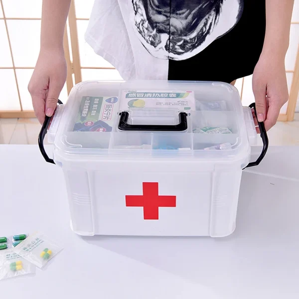 First Aid Kit Medicine Storage Box Portable Emergency Box Household Double Layers Medicine Boxes Medical Kit Storage Organizer 6