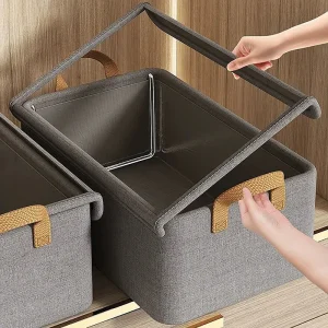 Steel Frame Folding Storage Boxes Dust-proof Moisture-proof Clothes Trousers Socks Home Organization Drawer Wardrobe Storage Box 1