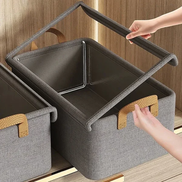 Steel Frame Folding Storage Boxes Dust-proof Moisture-proof Clothes Trousers Socks Home Organization Drawer Wardrobe Storage Box 1