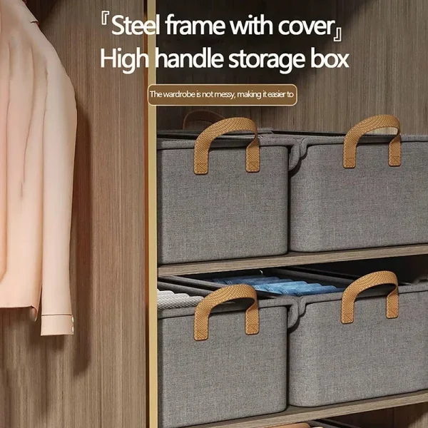 Steel Frame Folding Storage Boxes Dust-proof Moisture-proof Clothes Trousers Socks Home Organization Drawer Wardrobe Storage Box 5