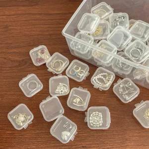 10pcs Plastic transparent small box mini with lid square earplugs jewelry earrings storage earrings box parts box 1
