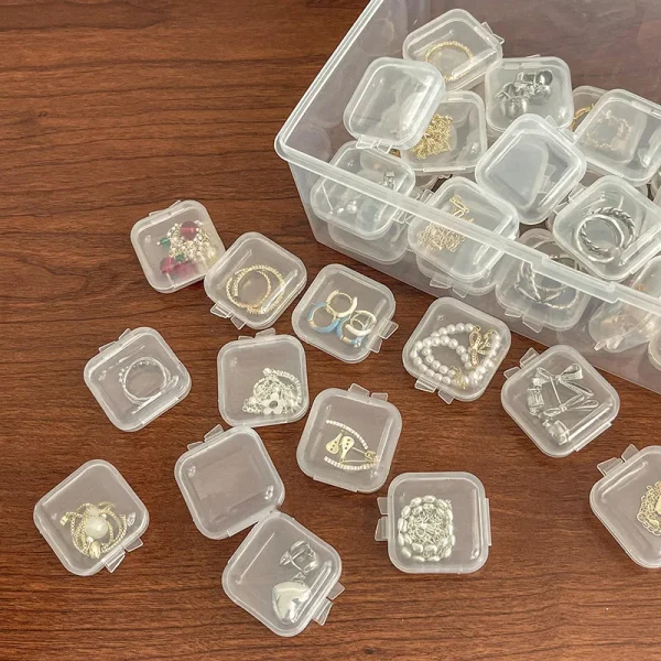 10pcs Plastic transparent small box mini with lid square earplugs jewelry earrings storage earrings box parts box 1