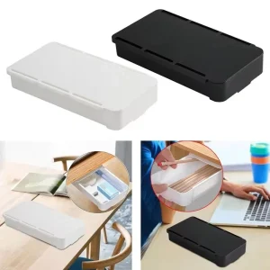 Self Adhesive Storage Drawer Box Makeup Pencil Tray Desk Hidden Under Desk Stand Under-drawer Storage Box for Home School Desk 1