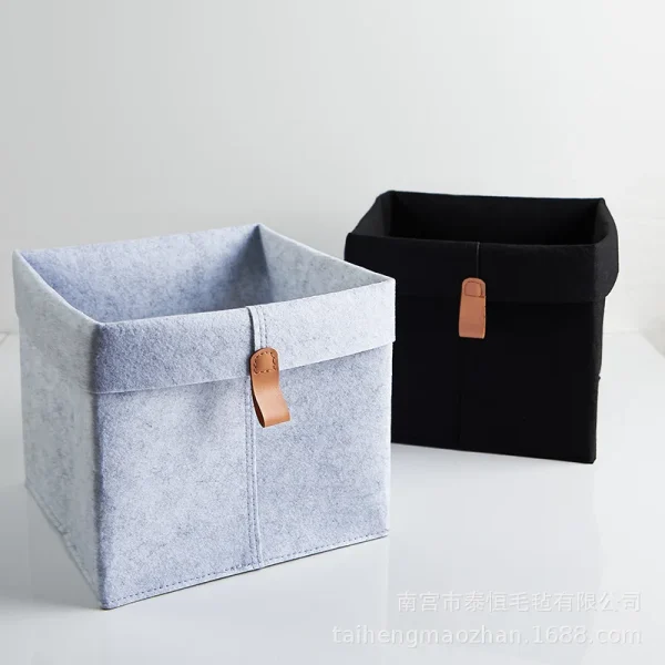 Nordic Felt Storage Basket Creative Convenient Organizer Folding Hallway Entrance Key Small Storage Box Office Desk Home Supply 2