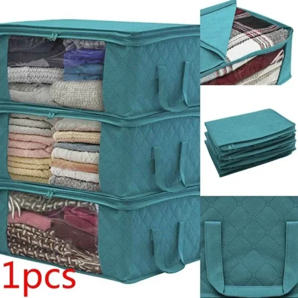 Narrow Foldable Clothes Storage Box with Lid Large Capacity Quilt Blanket Closet Storage Organizer Fabric Wardrobe Organizer Box 2
