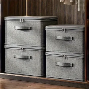 1pc Stackable Storage Box ,Organizer for Toys/Books | grey, Foldable Design for Home/Closet/Bedroom,Space saving design 1