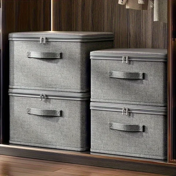 1pc Stackable Storage Box ,Organizer for Toys/Books | grey, Foldable Design for Home/Closet/Bedroom,Space saving design 1