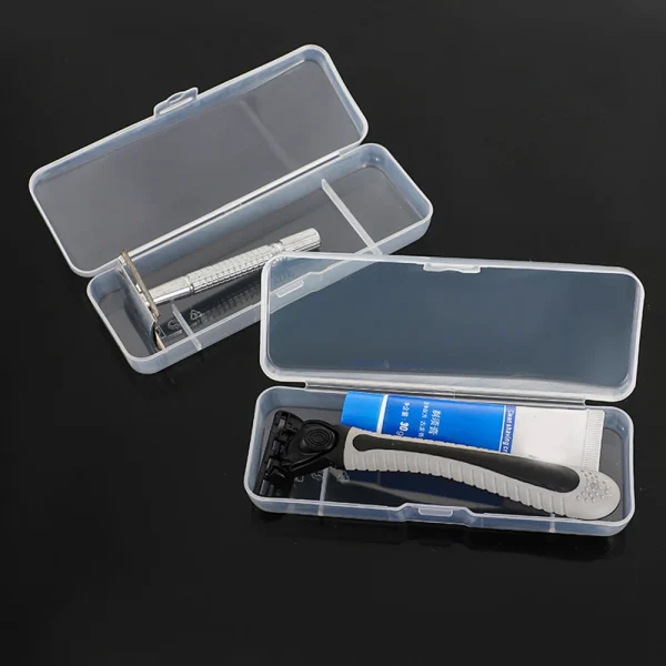 Portable Travel Men's Razor Case Shaving Machine Container Holder Shaver Box Transparent Plastic Razor Blades Storage Box 3