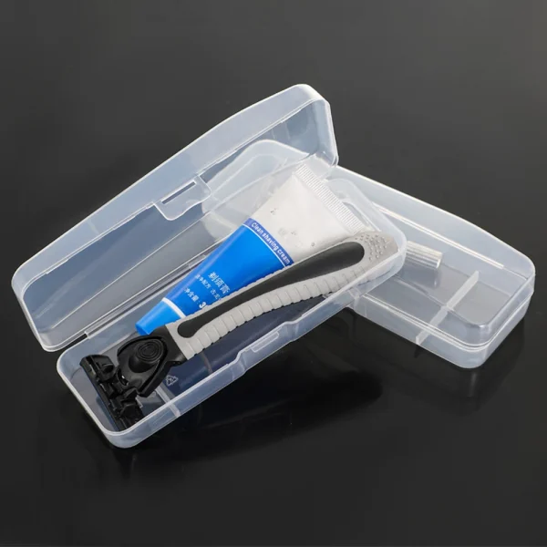 Portable Travel Men's Razor Case Shaving Machine Container Holder Shaver Box Transparent Plastic Razor Blades Storage Box 4