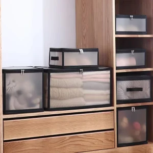 1pc Transparent Storage Box With Handles Foldable Underwear Storage Household Space Saving Organizer Of Wardrobe Accessories 1