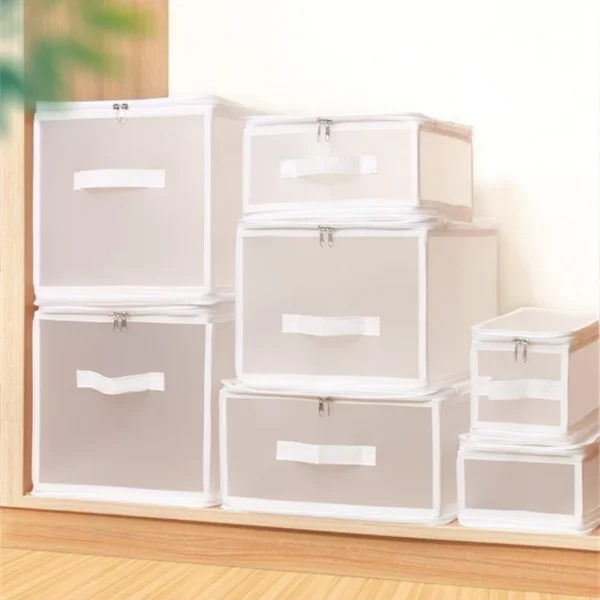 1pc Transparent Storage Box With Handles Foldable Underwear Storage Household Space Saving Organizer Of Wardrobe Accessories 2