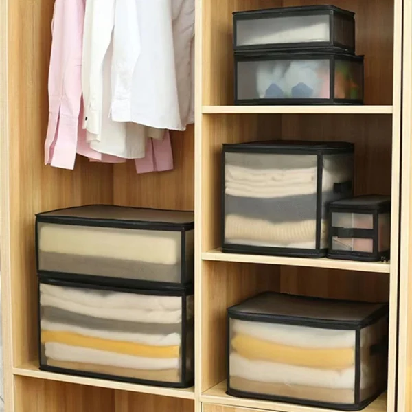 1pc Transparent Storage Box With Handles Foldable Underwear Storage Household Space Saving Organizer Of Wardrobe Accessories 3