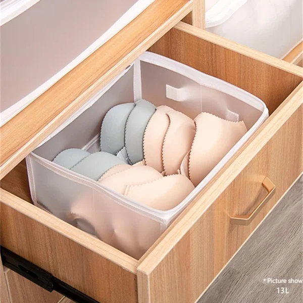 1pc Transparent Storage Box With Handles Foldable Underwear Storage Household Space Saving Organizer Of Wardrobe Accessories 4