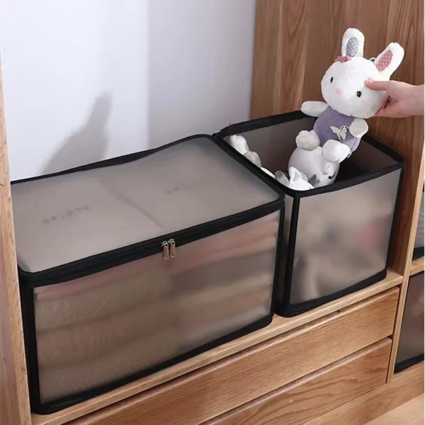 1pc Transparent Storage Box With Handles Foldable Underwear Storage Household Space Saving Organizer Of Wardrobe Accessories 5