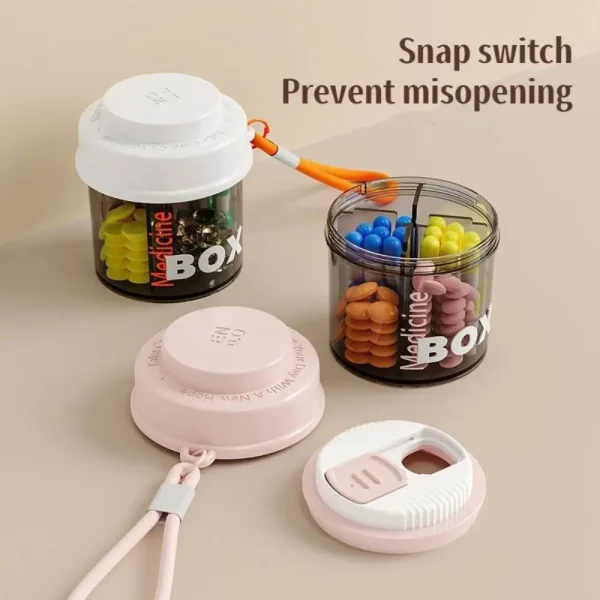 New Portable Sealed Pill Case Rotatable Visual Window Pill Storage Box with Lid Small Travel Pill Dispenser 1