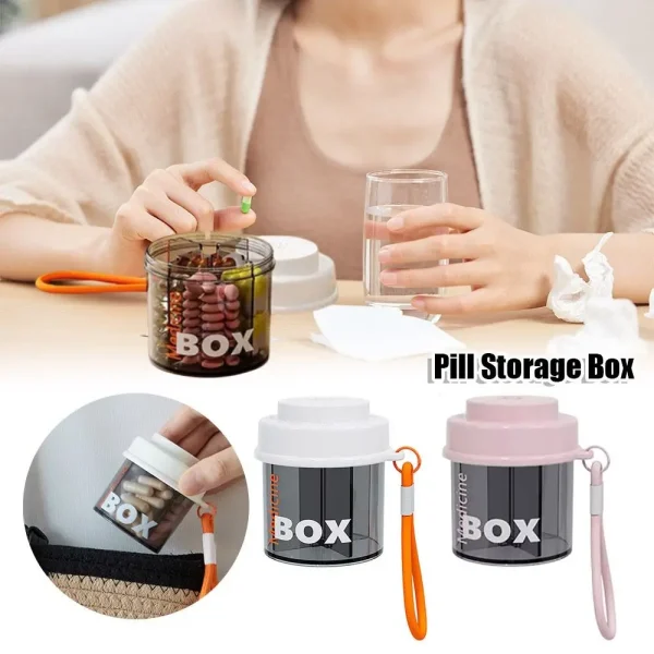New Portable Sealed Pill Case Rotatable Visual Window Pill Storage Box with Lid Small Travel Pill Dispenser 2