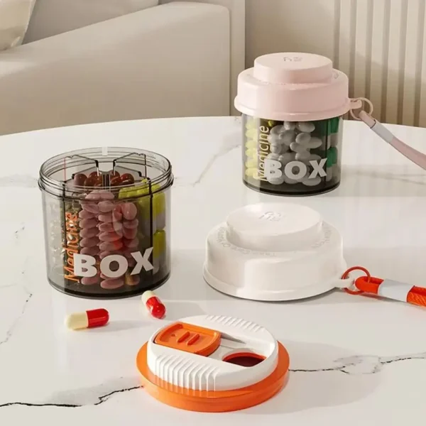 New Portable Sealed Pill Case Rotatable Visual Window Pill Storage Box with Lid Small Travel Pill Dispenser 3