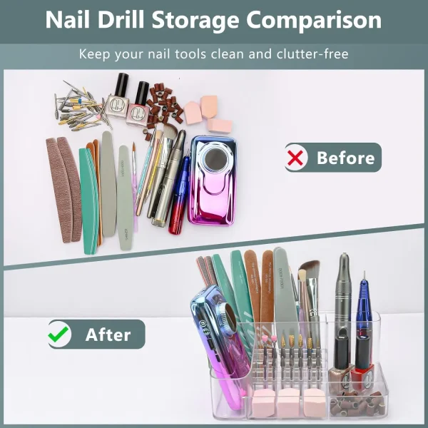 1PC Nail Machine & Nail Drill Stand 28 Hole Transparent Drill Bit Plastic Holder Suitable for Desktop Storage, skincare storage 5