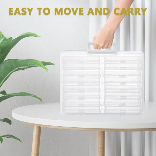 Photo Storage Box with Handle, Photo Organizer Storage Container with 16 Inner Case and 1 Sheet Label for Pictures, Arts 3